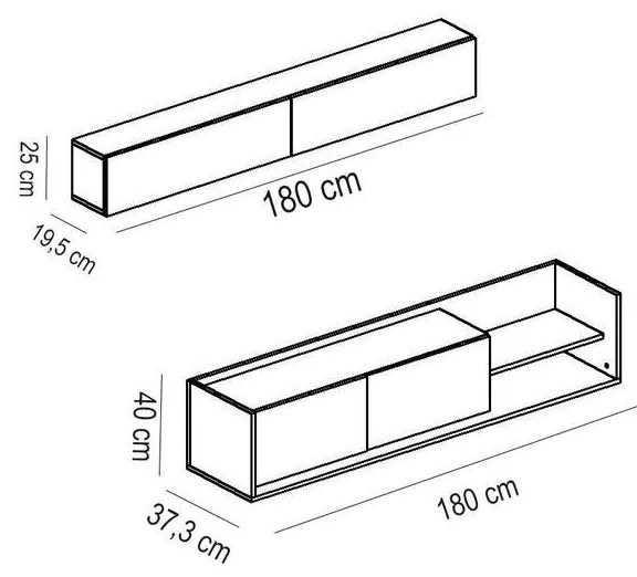 TV szekrény Kale - Teak, White