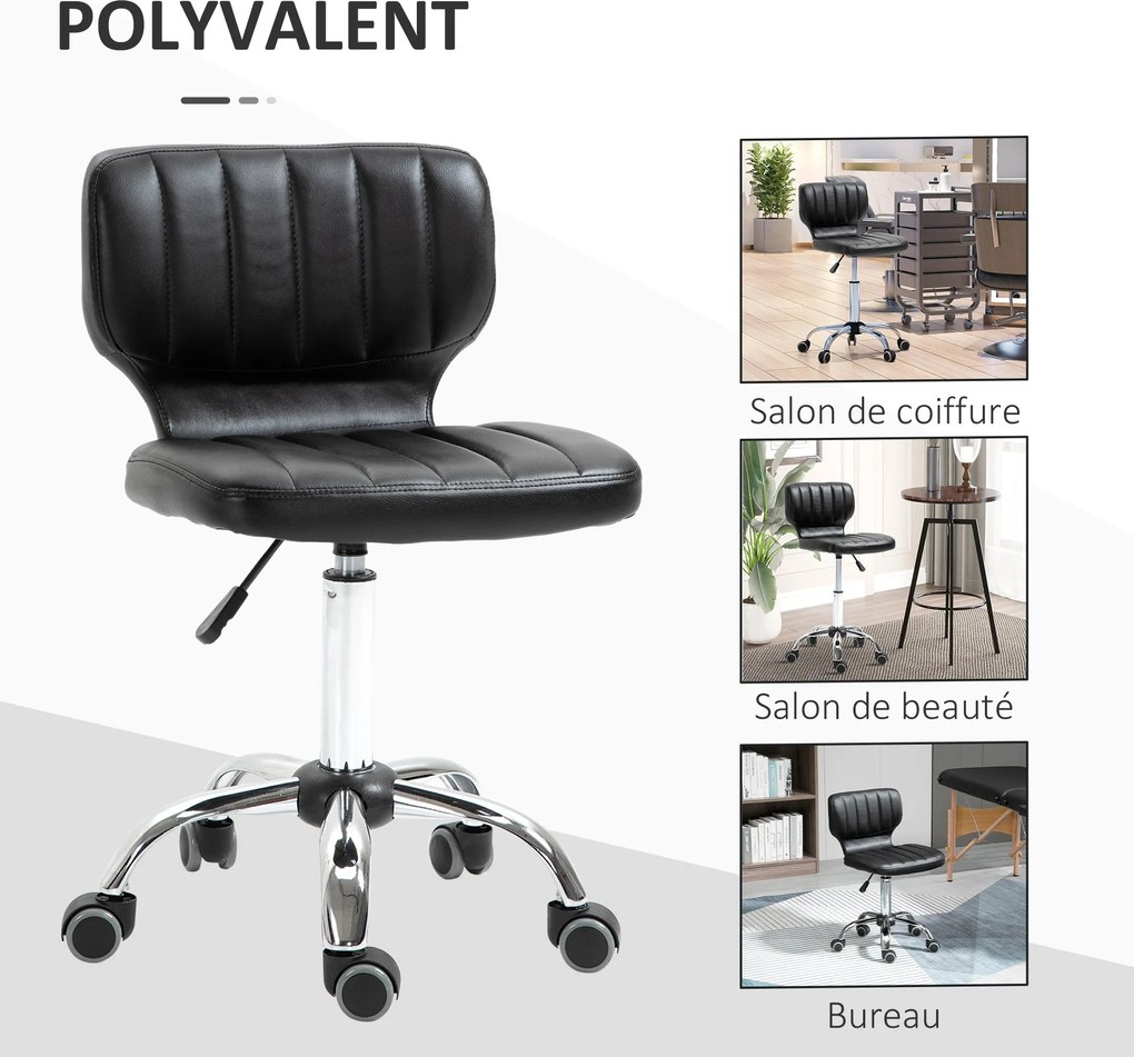 HOMCOM Forgószék - 360°-ban forgó munkaszék - ergonomikus szék - állítható ülésmagasság 47-62 cm - párnázott szintetikus borítás fekete króm fémből |