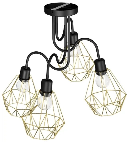 Csillár BERGEN 4xE27/60W/230V fekete/arany