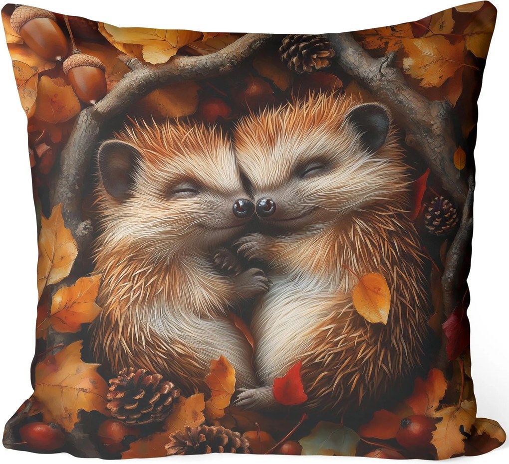 Őszi Díszpárnahuzat 40X40 Sündisznó Őszi Sündisznó Levelek 452