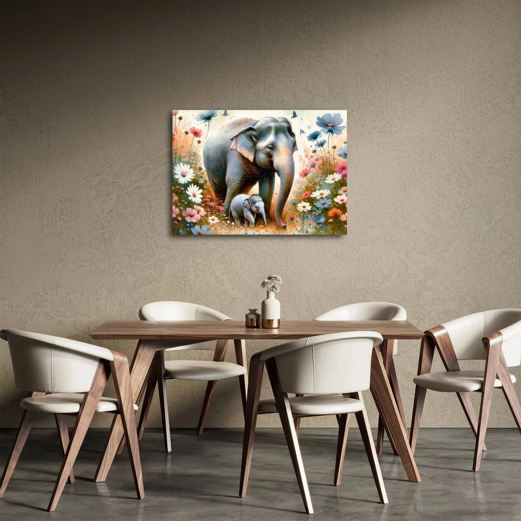 Kép - Elefánt mama, akvarell (70x50 cm)