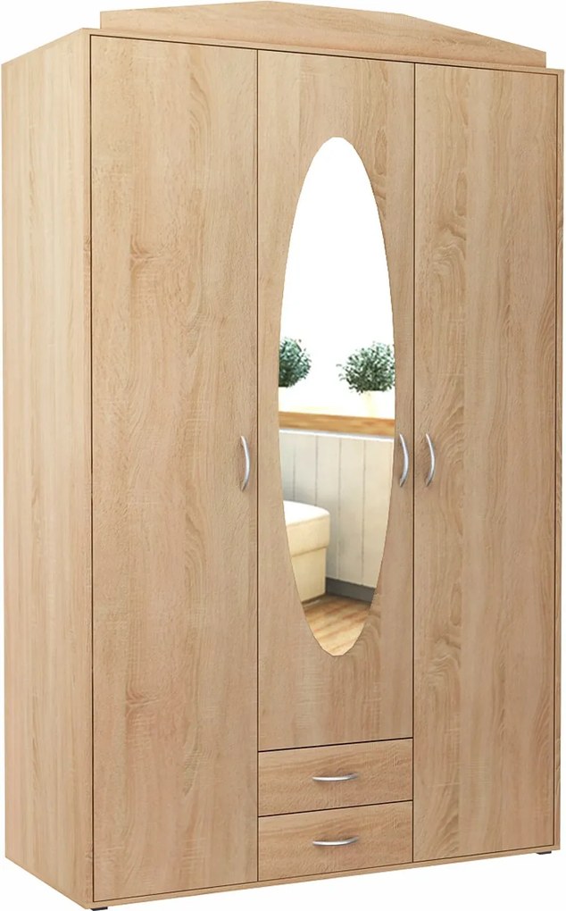 Szekrény szekrény 3D2S Sonoma Tölgy háromajtós tükör Rob