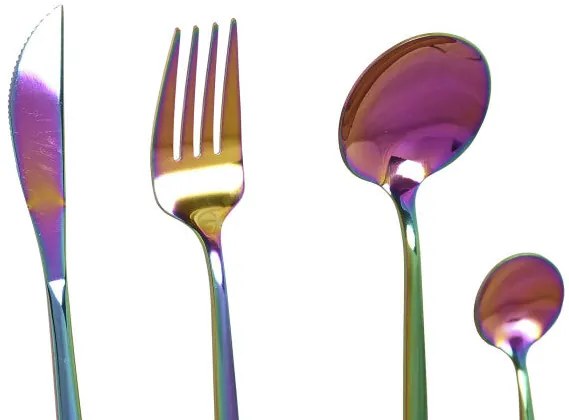 16 részes színes irizáló evőeszközkészlet inox