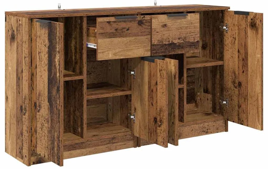 Oldalszekrények fiókkal 2 pcs Öreg fa 60 x 30 x 70 cm Faanyag