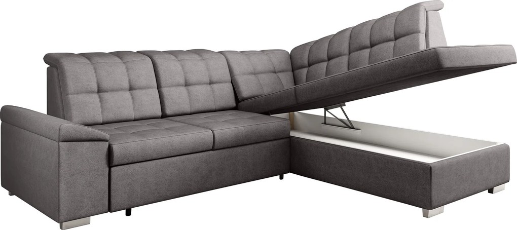 Kinyitható ülőgarnitúra, barnásszürke, jobbos, OREO ROH