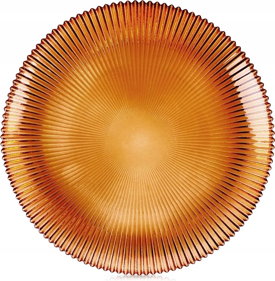 Desszerttányér Bordázott Üveg Narancssárga Esztétikus Amber 2,1x21 cm