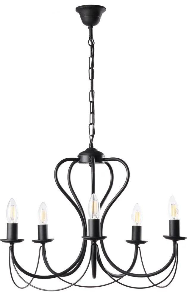 ONLI - Csillár láncon CANDELA 5xE14/6W/230V fekete