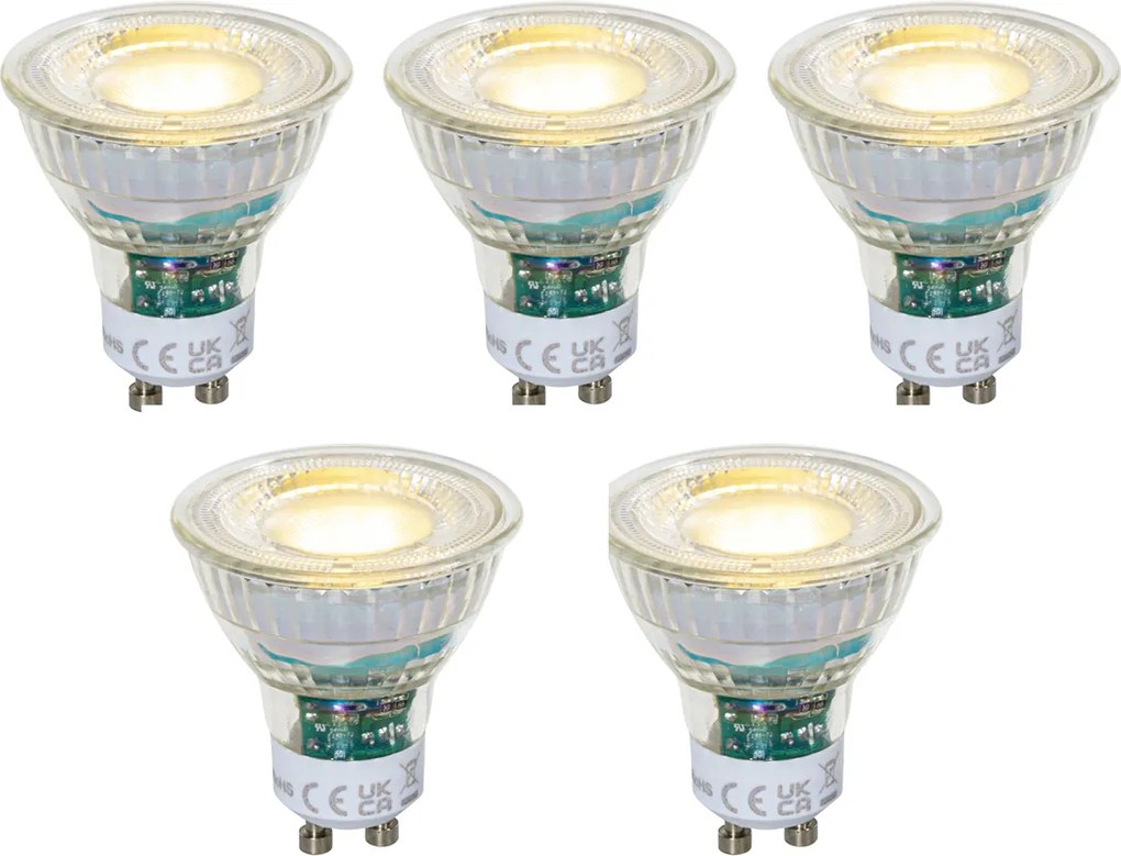 5 darabos GU10 50 mm-es dimmelhető LED izzókészlet átlátszó 2,5 W 450 lm 3000K