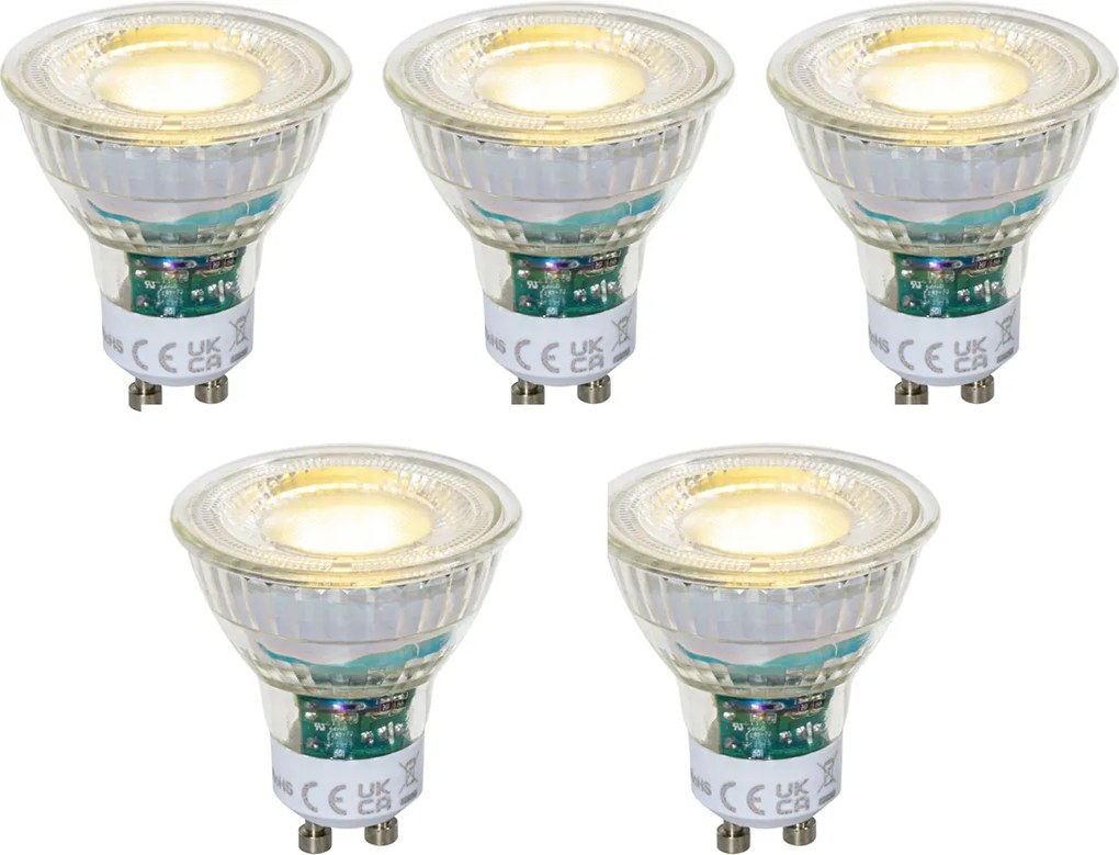 5 darabos GU10 50mm szabályozható átlátszó LED izzó készlet 2,5W 450 lm 3000K