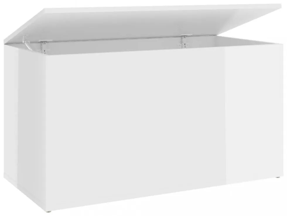 magasfényű fehér szerelt fa tárolóláda 84 x 42 x 46 cm