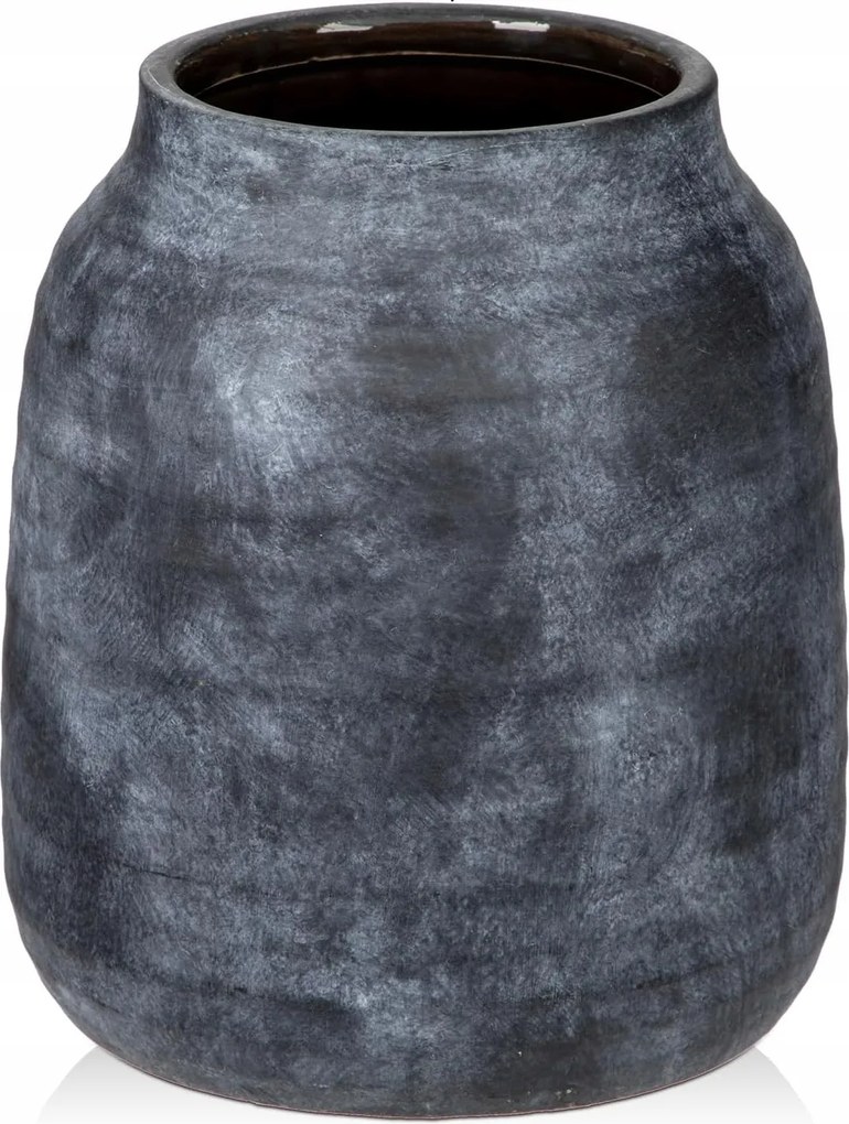 Kerámia Váza Rusztikus virágos fekete alacsony nagy