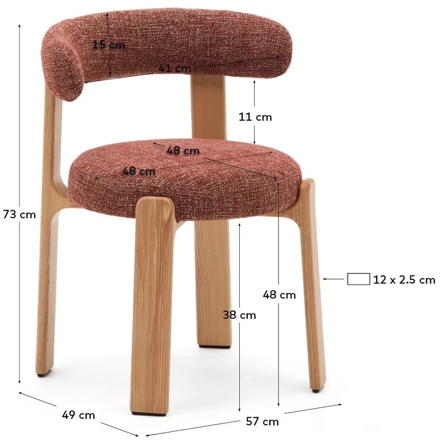 Natúr színű-terrakotta színű kőrisfa étkezőszék Granite – Kave Home