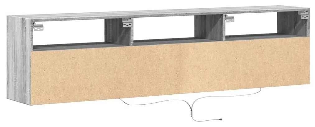 szürke sonoma színű fali TV-szekrény LED-del 180 x 31 x 45 cm