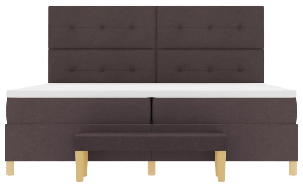 Box Spring Ágy Matraccal és Pad Dark Brown 200x200 cm Szövet