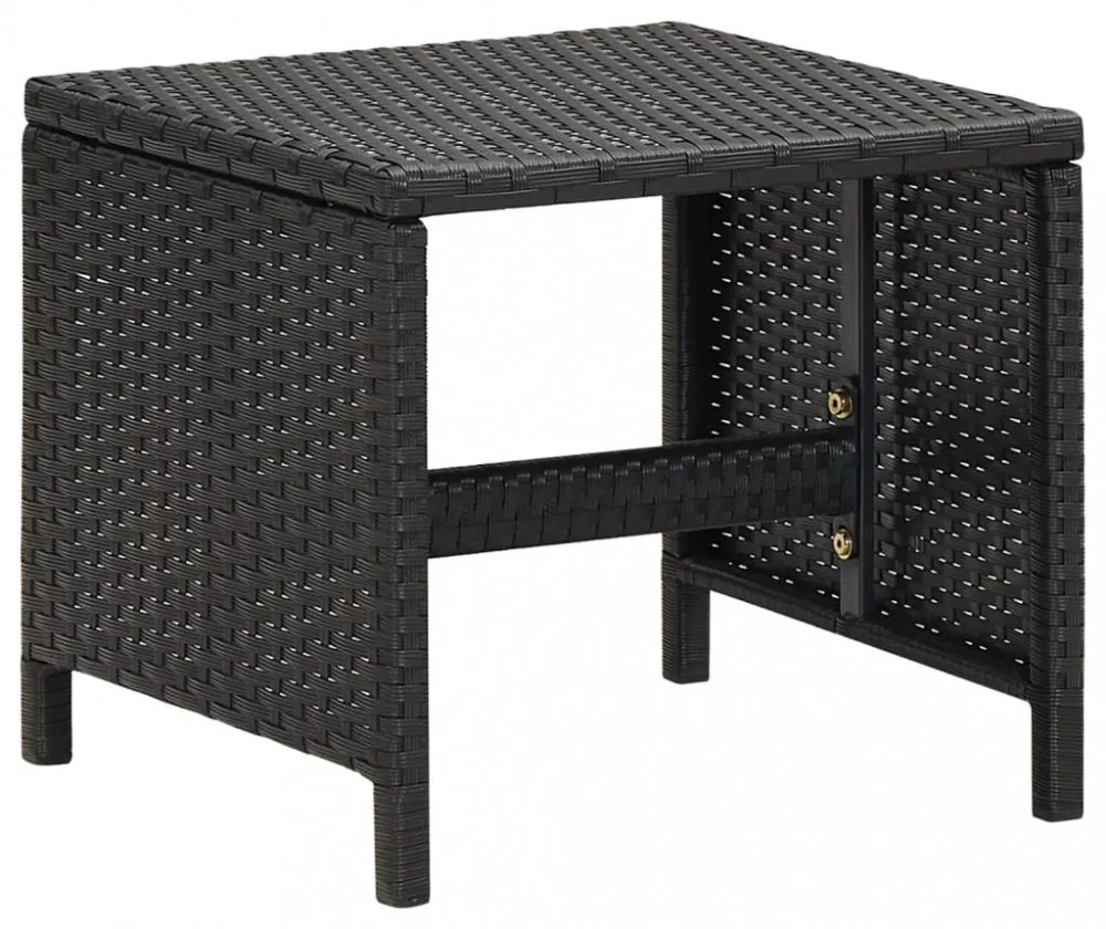 4 db fekete polyrattan kerti ülőke párnákkal