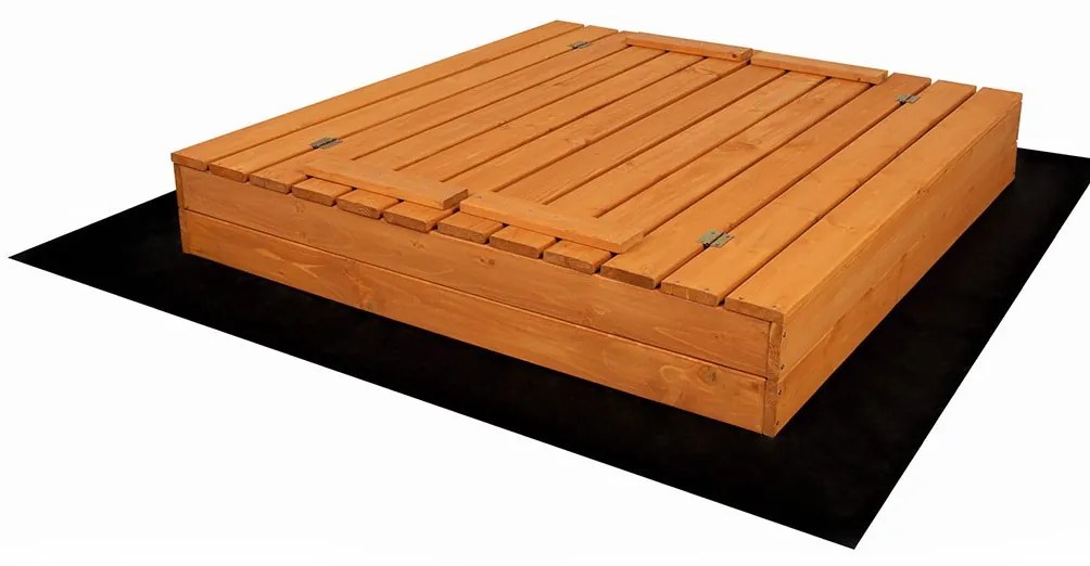 Zárható fa homokozó padokkal és tetővel gyerekeknek Baby Mix 120x120 cm szürke