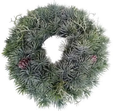 Karácsonyi műfenyő koszorú fűvel, átmérő 30 cm