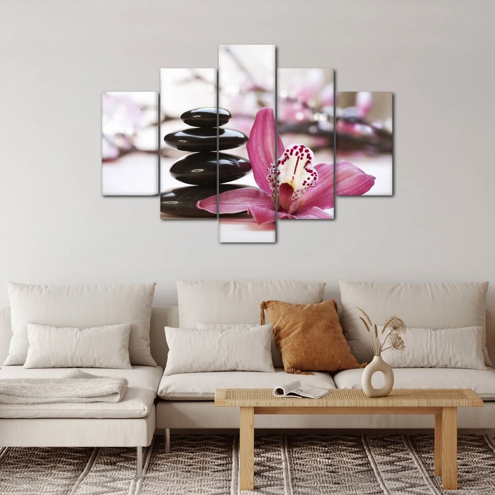 Masszázs kövek és orchideák képe (150x105 cm)
