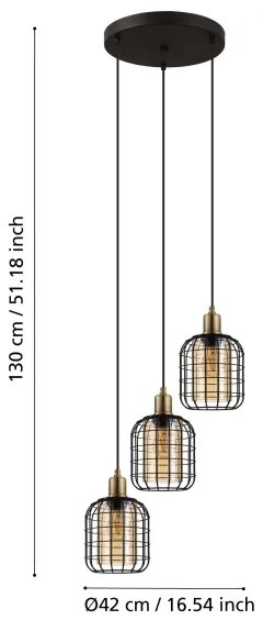 Eglo 43499 - Csillár zsinóron CHISLE 3xE27/40W/230V