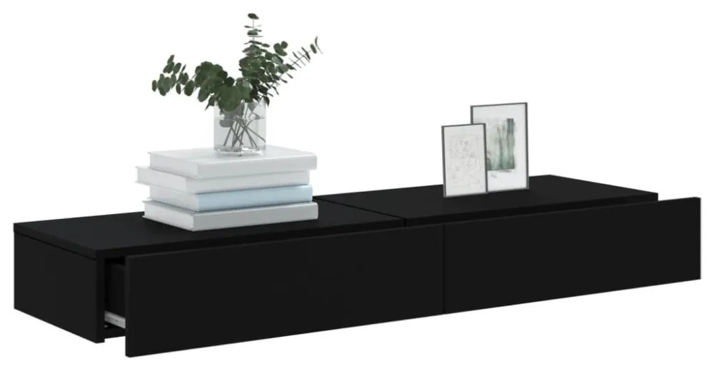 2 db fekete TV-szekrény LED-lámpákkal 60 x 35 x 15,5 cm