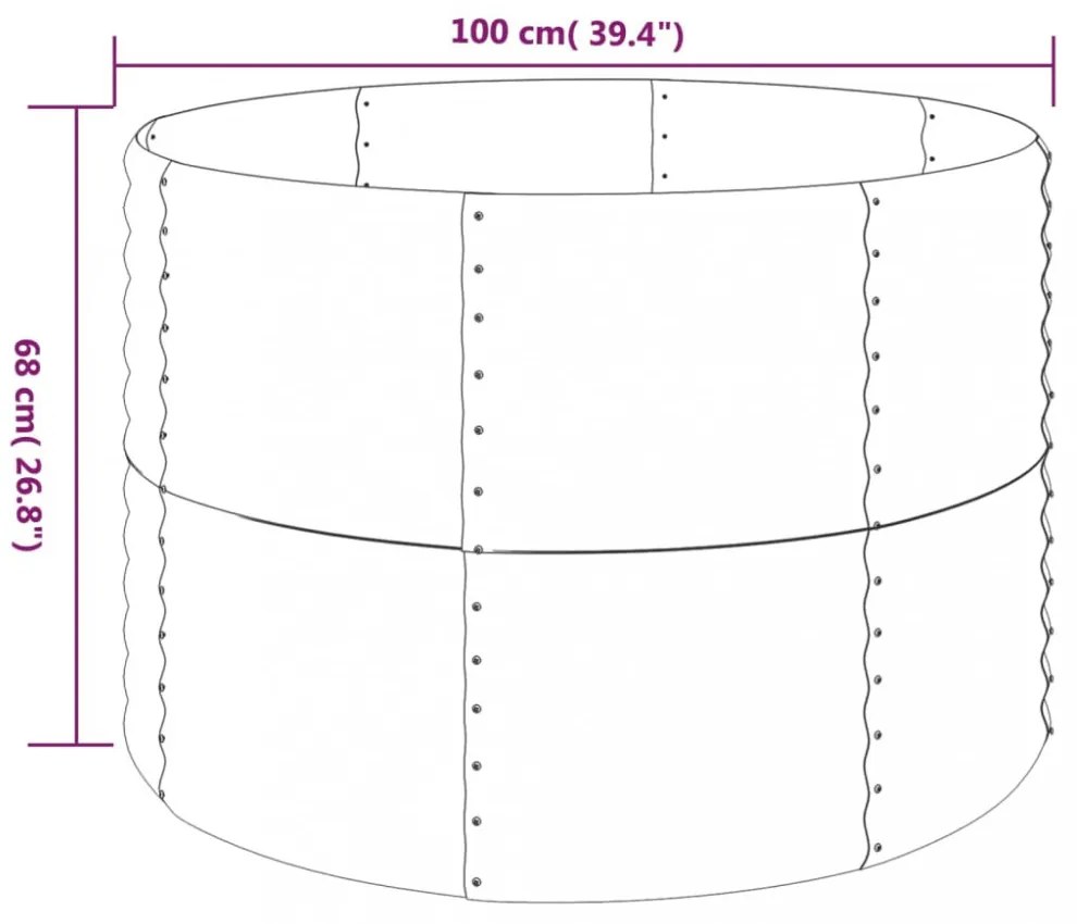 antracitszürke horganyzott acél kerti magaságyás 100x100x68 cm