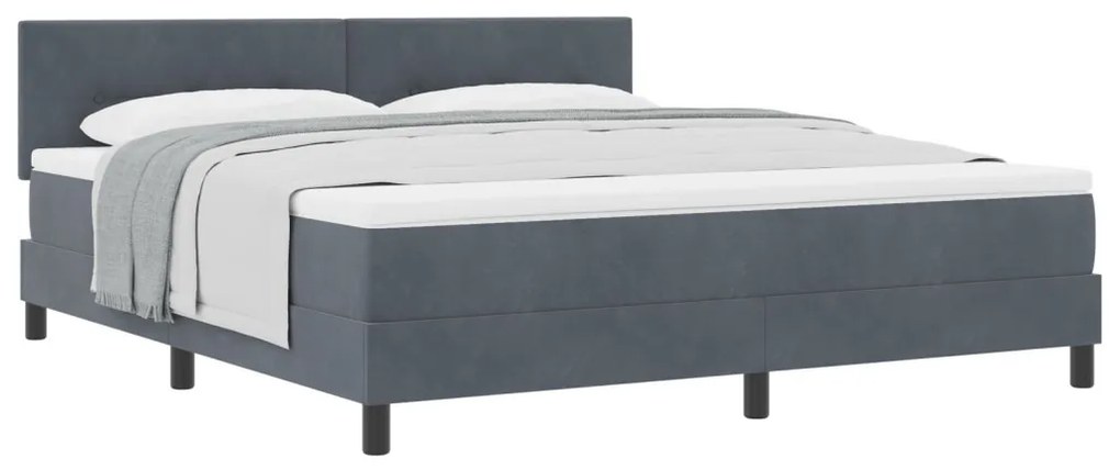 Boxspring Ágy Matraccal Sötétszürke Szuper King Bársony