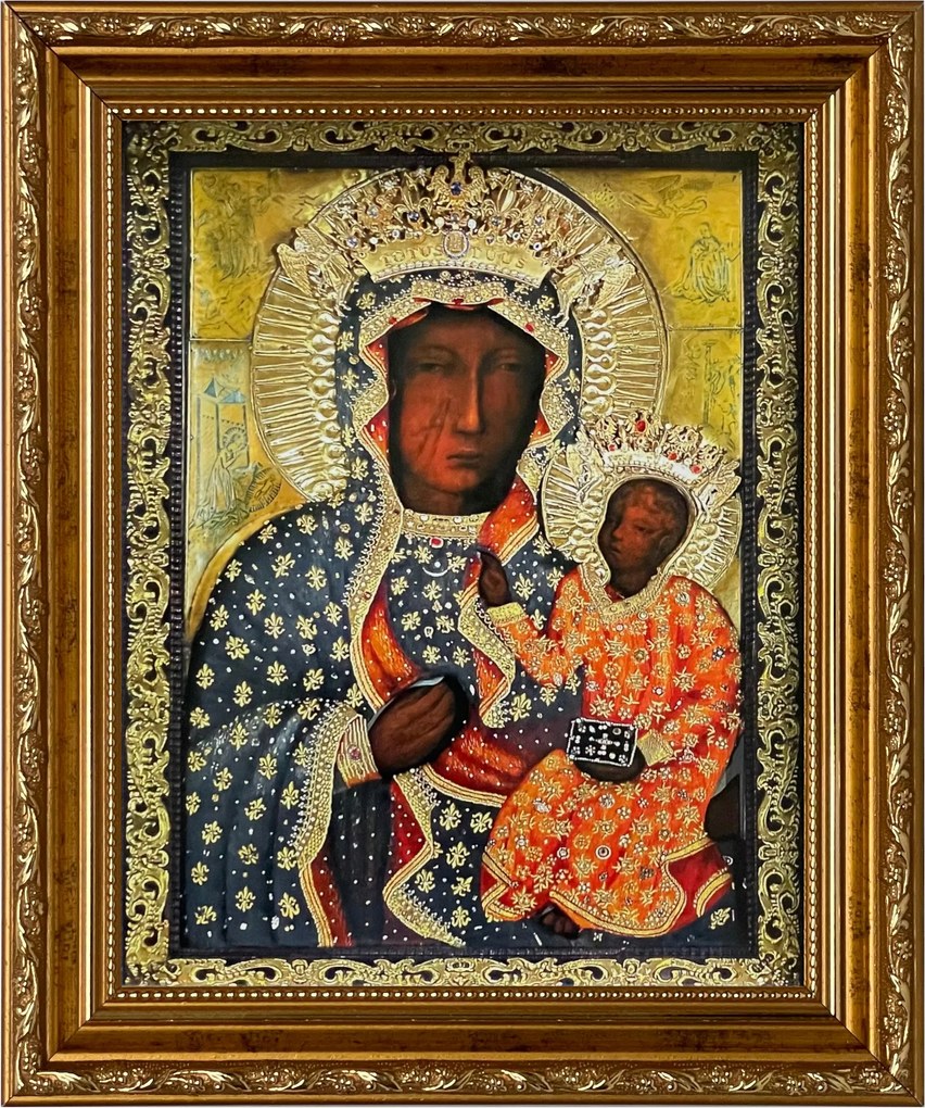 Vászonkép 31x26 Szűz Mária Arany Díszített Keret