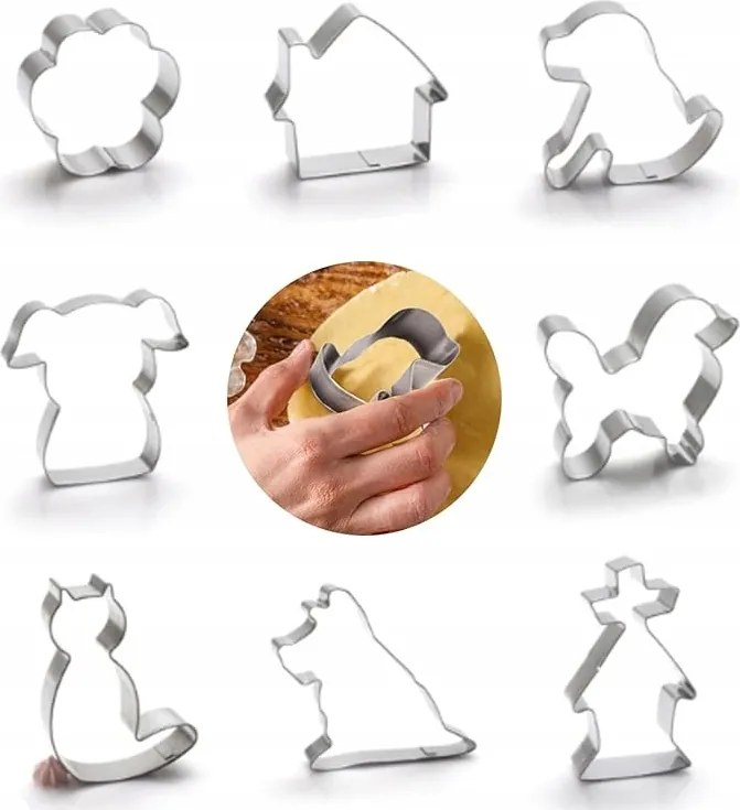 Süteményformázó készlet 8 db-os rozsdamentes acél sütőforma