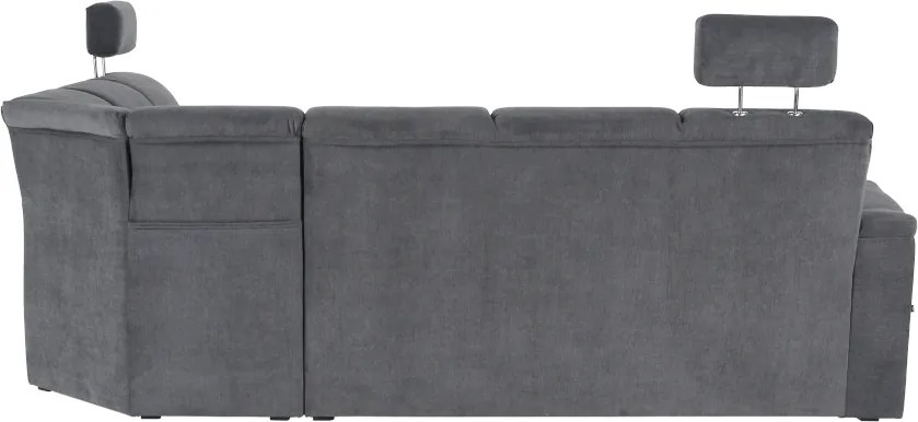 Kinyitható ülőgarnitúra, szürke szövet, balos, SANTIAGO