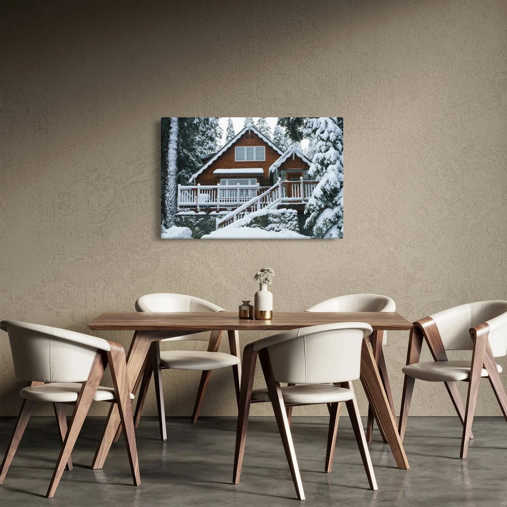 Kép - Fából készült házikó (90x60 cm)