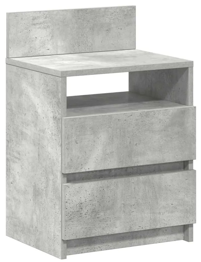 2 db betonszürke éjjeliszekrény 2 fiókkal 40x33x60 cm
