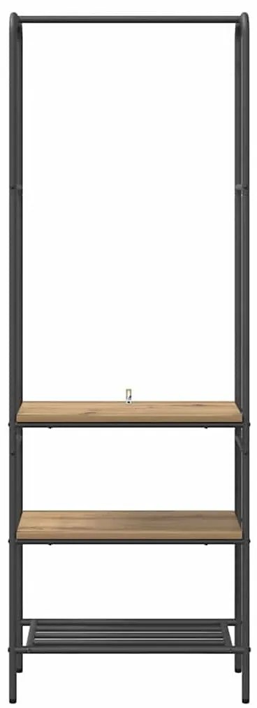 Ruhatartó polcokkal kézműves tölgy 60 x 30 x 171 cm Faanyag