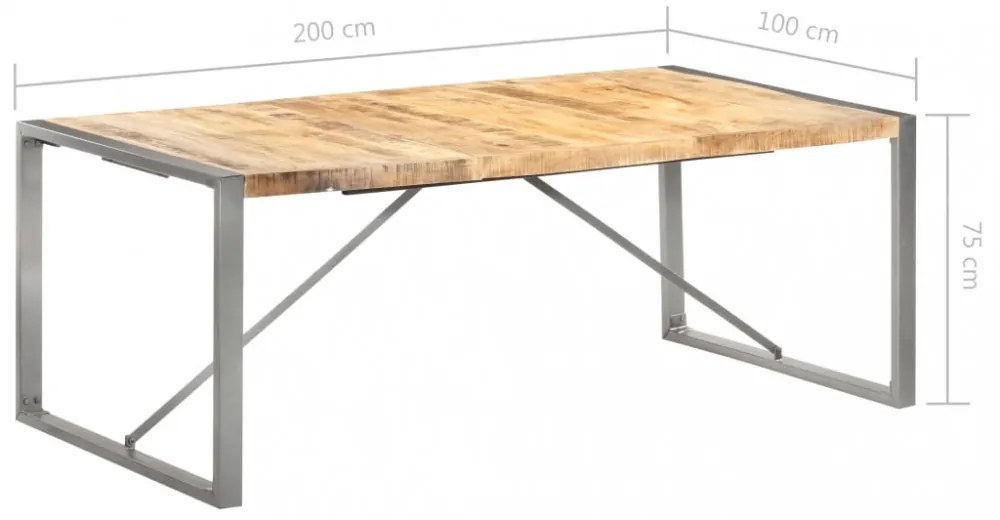 tömör nyers mangófa étkezőasztal 200 x 100 x 75 cm
