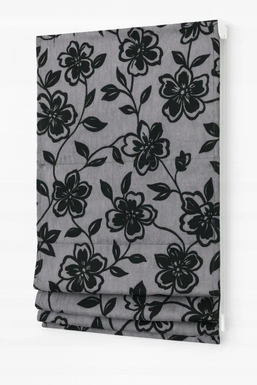 Római roló elegáns virágokkal 80 x180 cm ezüst grafit