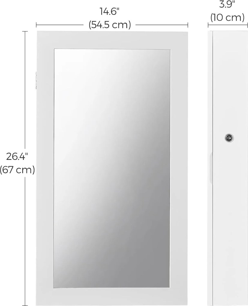 Zárható ékszerszekrény tükörrel, falra szerelhető