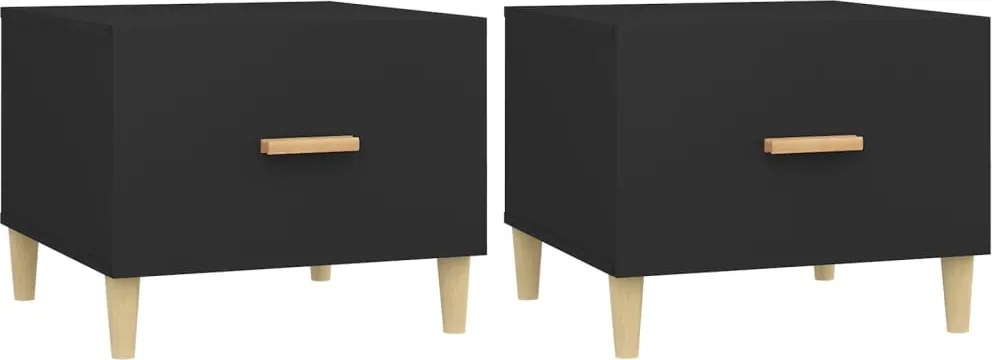 vidaXL 2 db fekete szerelt fa dohányzóasztal 50 x 50 x 40 cm