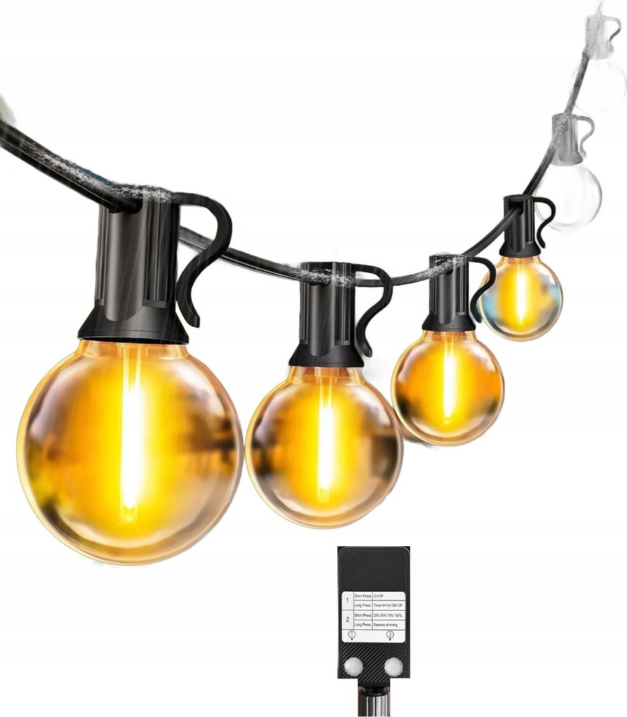 btfarm Led fényfüzér 10 m, szabályozható, időzítő, IP44, meleg fehér