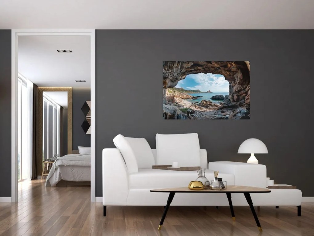 Kép - Barlang a tenger mellett (90x60 cm)