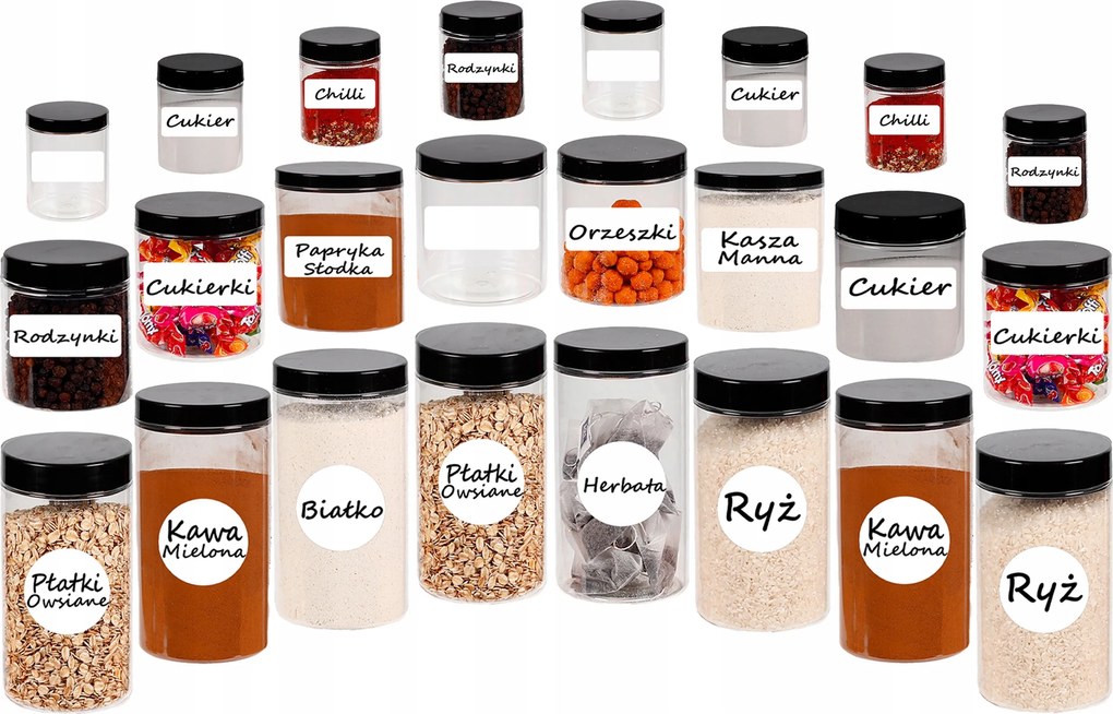 Ételtároló dobozok konyhai befőttes üveg szett 24 db címkék