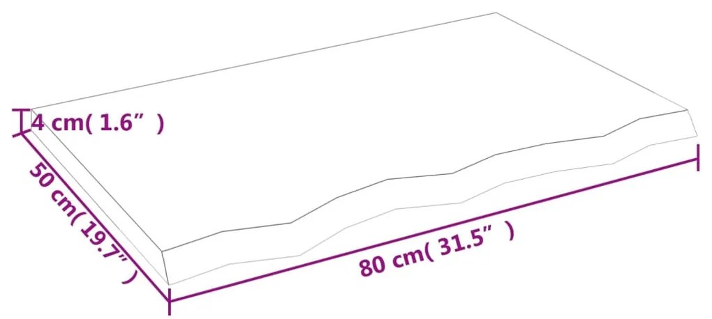 kezeletlen tömör tölgyfa fali polc 80x50x(2-4) cm