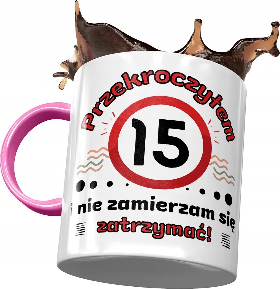 Rózsaszín Bögre Születésnapra 15 15. 15. Ajándék Nyomtatott Fotóval