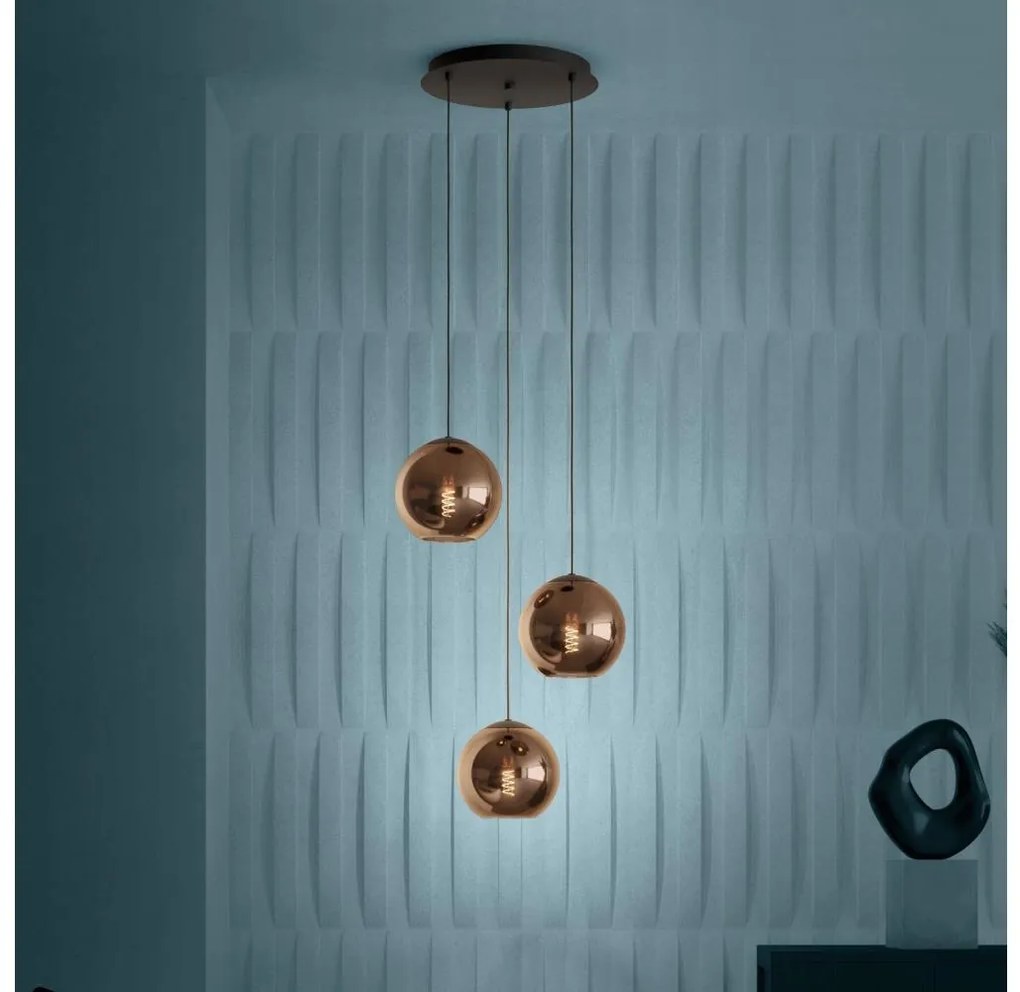 Eglo 390094 - Csillár zsinóron CORDOBA 3xE27/40W/230V réz