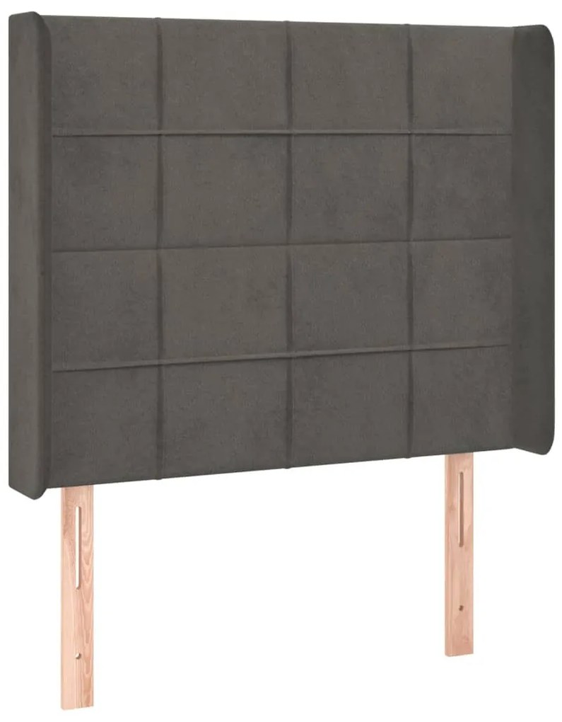 sötétszürke bársony LED-es fejtámla 83x16x118/128 cm