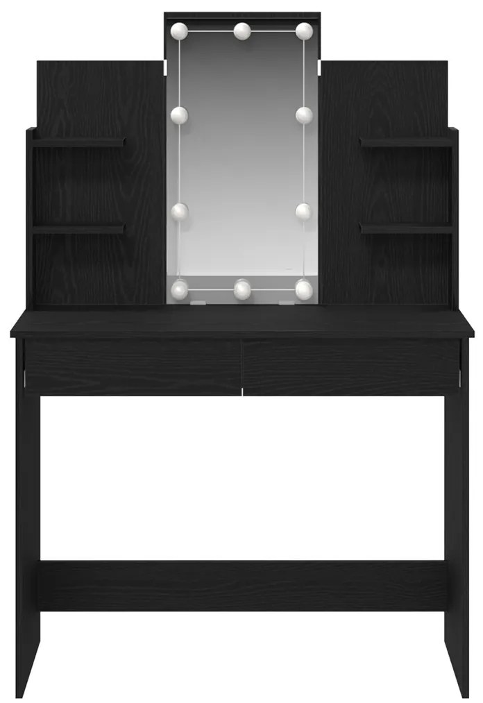LED világításos Sminktükör Fekete Tölgy 96x40x142 cm