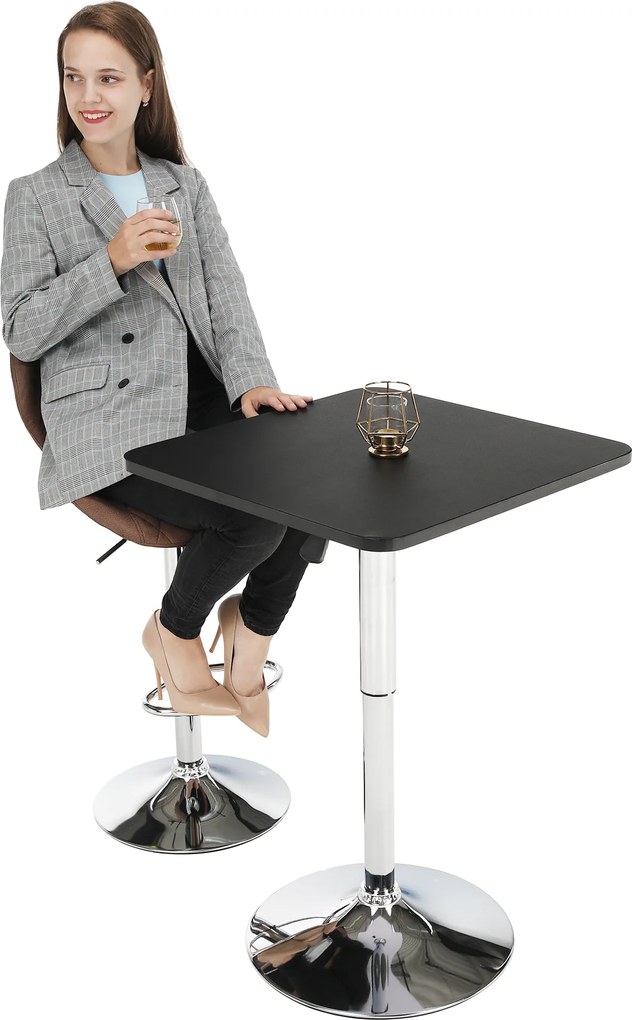Magasság állítható bárasztal, fekete, 57x84-110 cm, FLORIAN