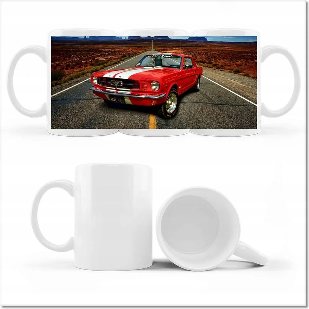 Nyomott mintás bögre piros Ford Mustang Usa