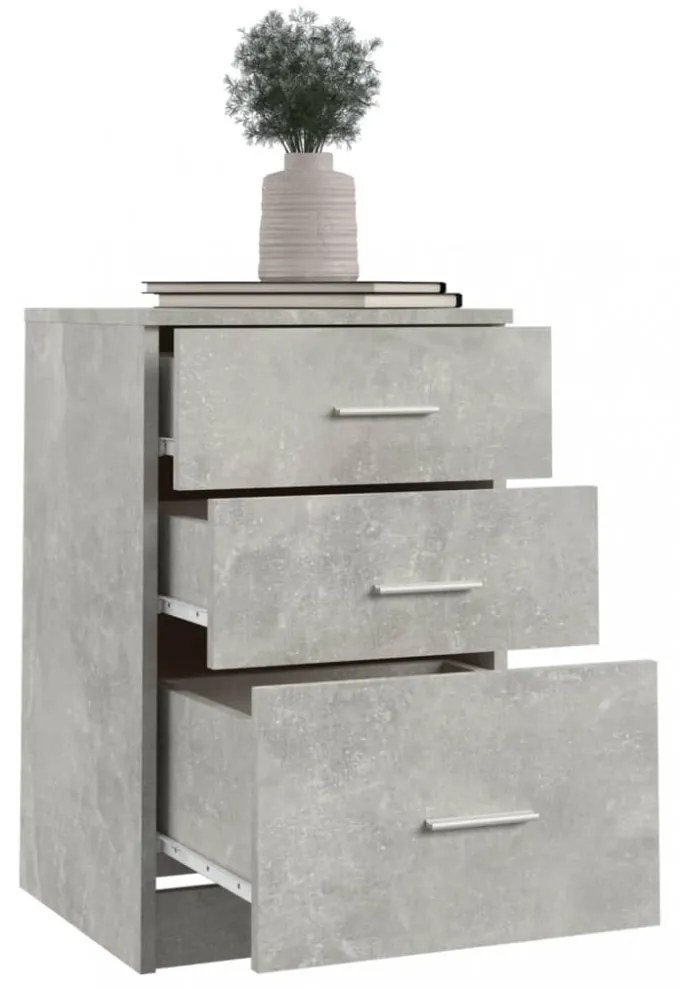 betonszürke szerelt fa éjjeliszekrény 40 x 40 x 63 cm