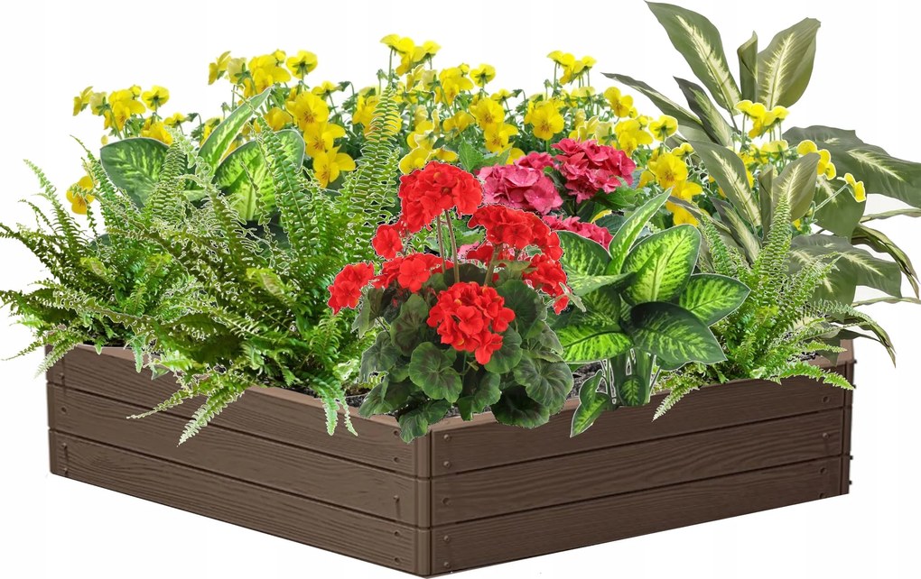 Kerti ágyás magasított fa utánzat barna 148x129x25 cm