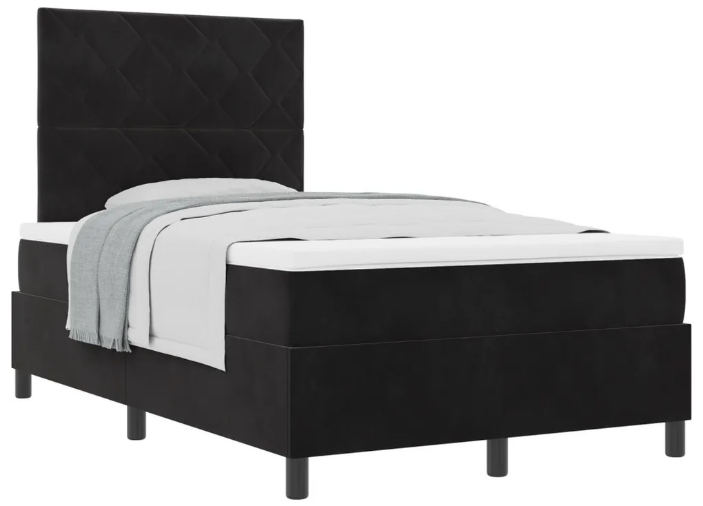 Boxspring Ágy Matrac nélkül Fekete 120x200 cm Bársonyos