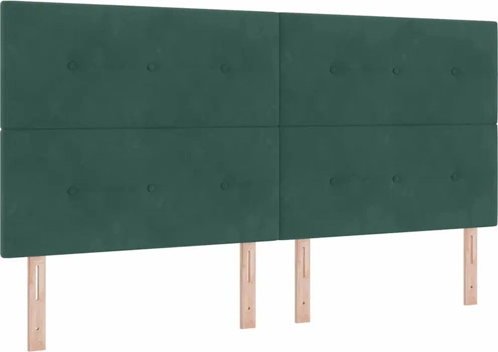 vidaXL LED Box Spring Ágy matracmal Sötétzöld 200 x 200 cm szövet